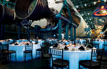 Host an event to remember at the Apollo / Saturn V Center, with event spaces for dinner, galas, meetings and more, all underneath a moon rocket.