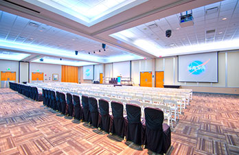 Host an event in the spacious Debus Conference Facility, with a breath taking view of the Rocket Garden.