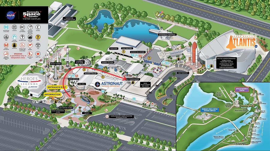 kennedy space center bus tour map