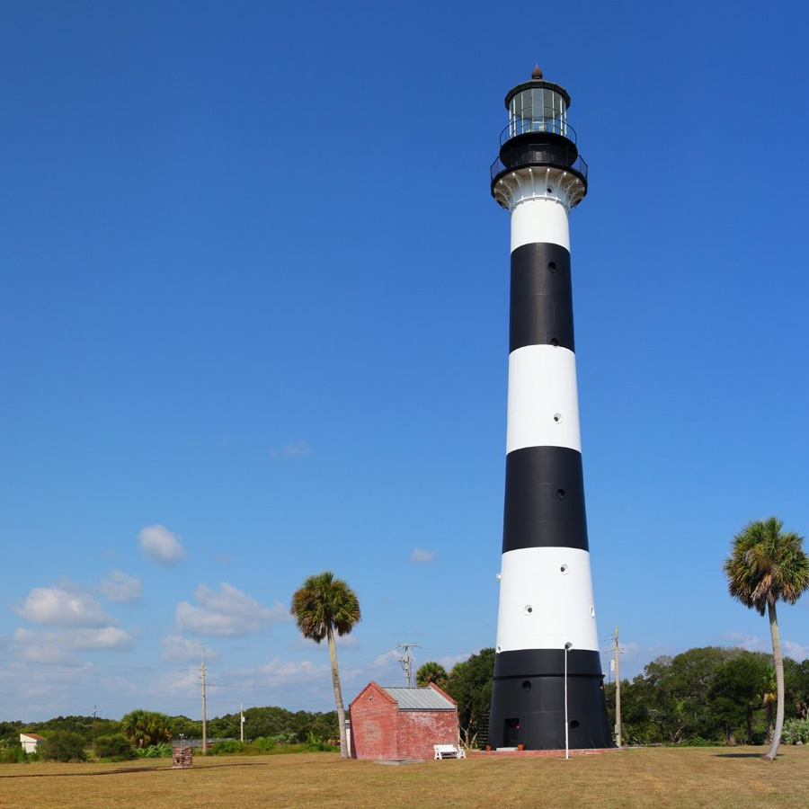 The historic Cape Canaveral Light on Cape Canaveral Air Force Station in Florida, first built in 1848.