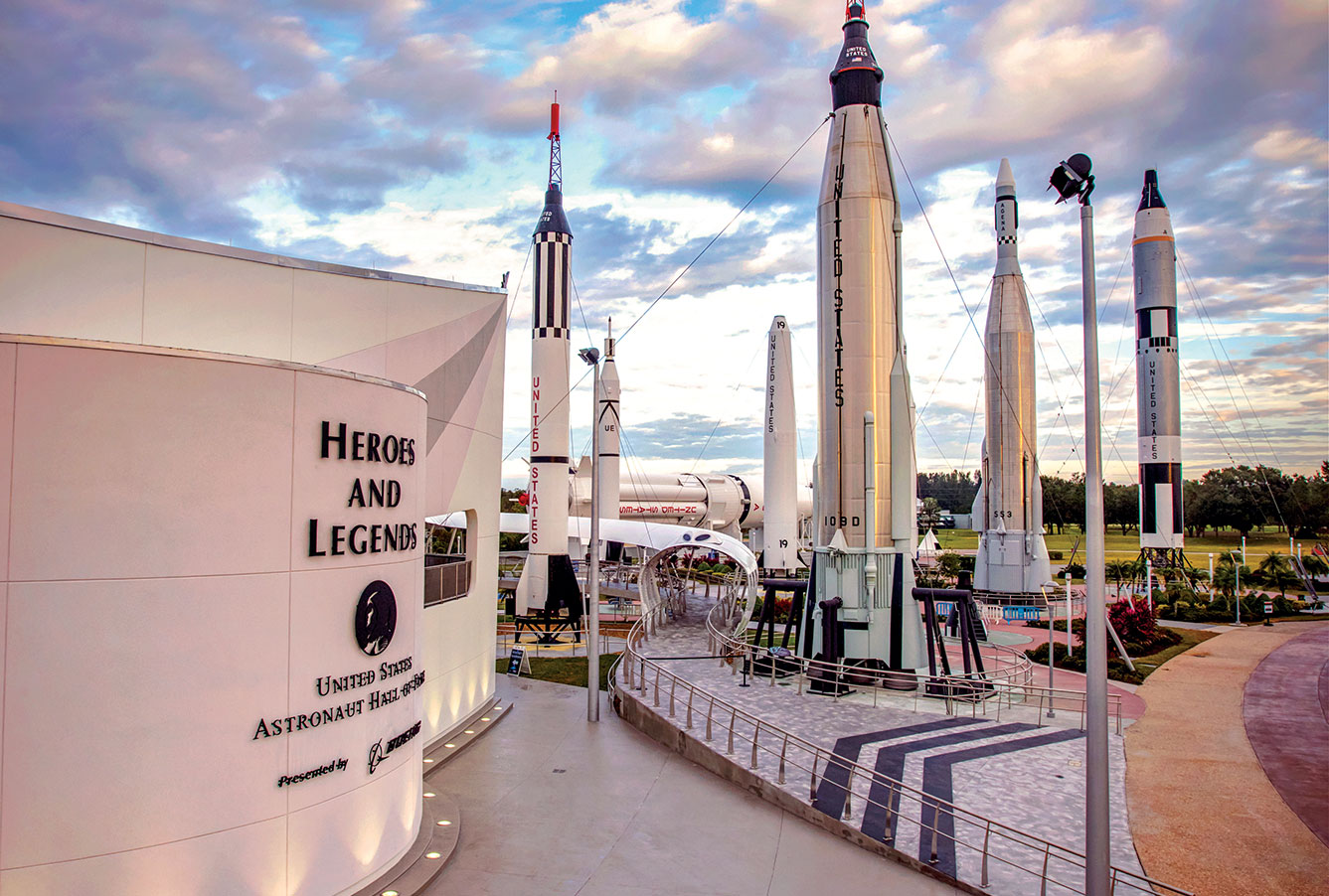 Heroes and Legends presented by Boeing, with the Rocket Garden in the background.