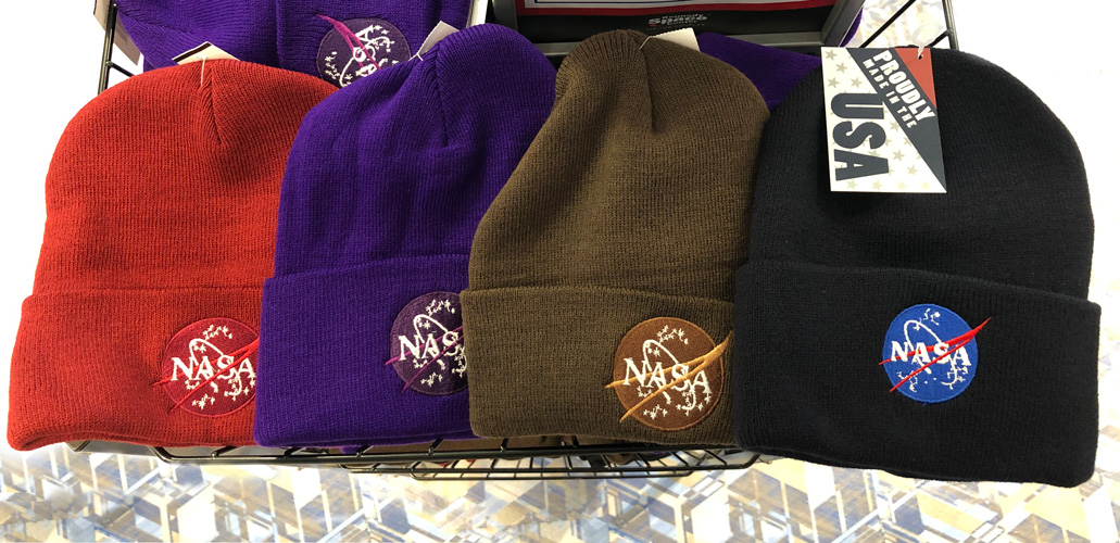 Knit caps with NASA logo