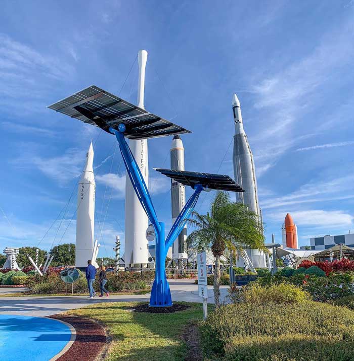 Solar trees have sprouted up around the visitor complex thanks to Florida Power & Light