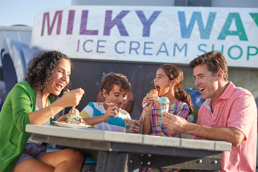 Family eating ice cream from Milky Way Ice Cream at Kennedy Space Center Visitor Complex
