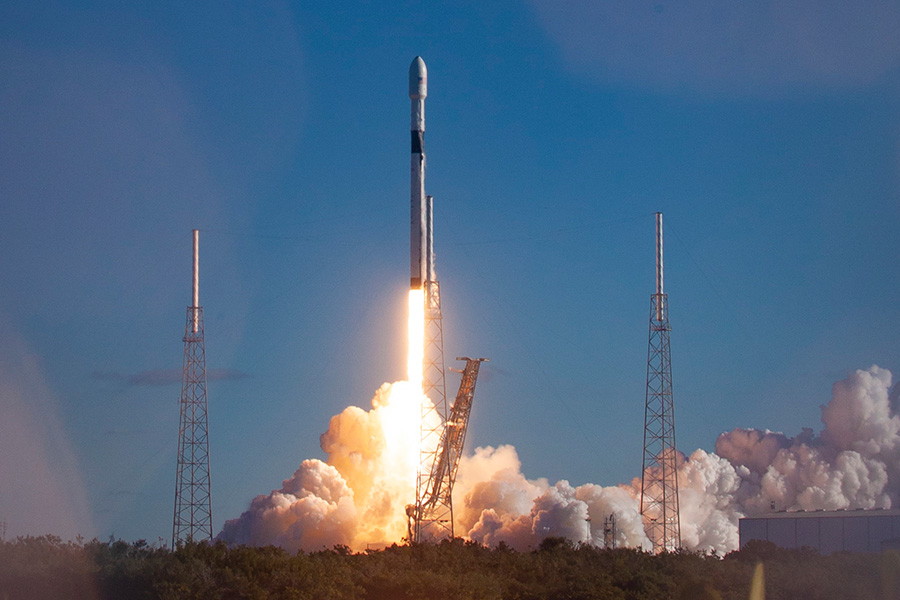 SpaceX Falcon 9 GPS III-2 launching from Launch Pad 40 on Cape Canaveral Air Force Station.