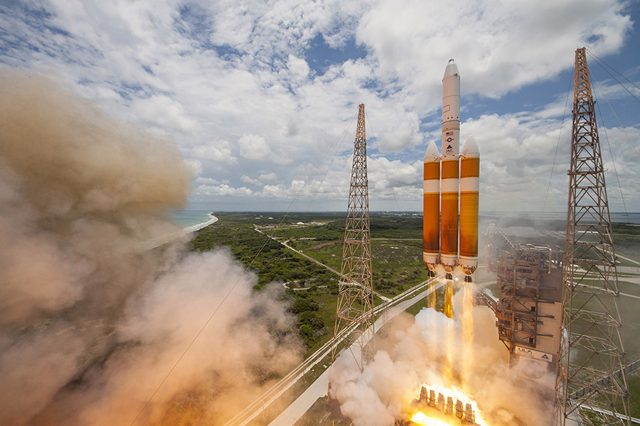 ULA Delta IV Heavy launching from space launch complex 37 on Cape Canaveral Space Force Station