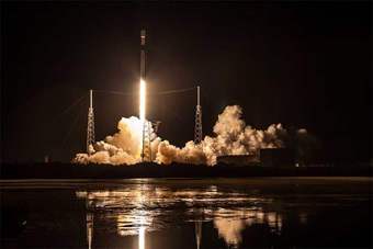 A SpaceX Falcon 9 rocket launches 60 Starlink satellites from SLC-40 on Cape Canaveral Air Force Station.