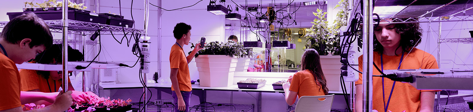 Campers exploring the Plant Lab in Mars Base 1