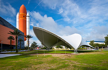 Host a unique event in the Florida sunshine and fresh air at the Atlantis Pavilion at the Kennedy Space Center.