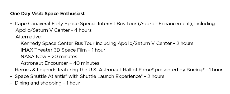  KSC Attractions List